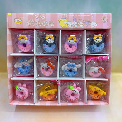 6 pçs/conjunto Borracha Sanrio Anime Hello Kitty Kurumi Cão Canela Donut Borracha Lápis Artigos de Papelaria Estudantis Presentes Infantis
