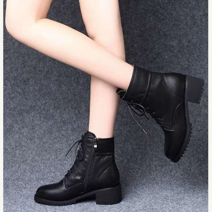 2025 Women's Shoes Luxury Chelsea Boot Women Leather Boot Chunky Winter Shoe Platform Ankle Boots Thick Heel Brand Designer
