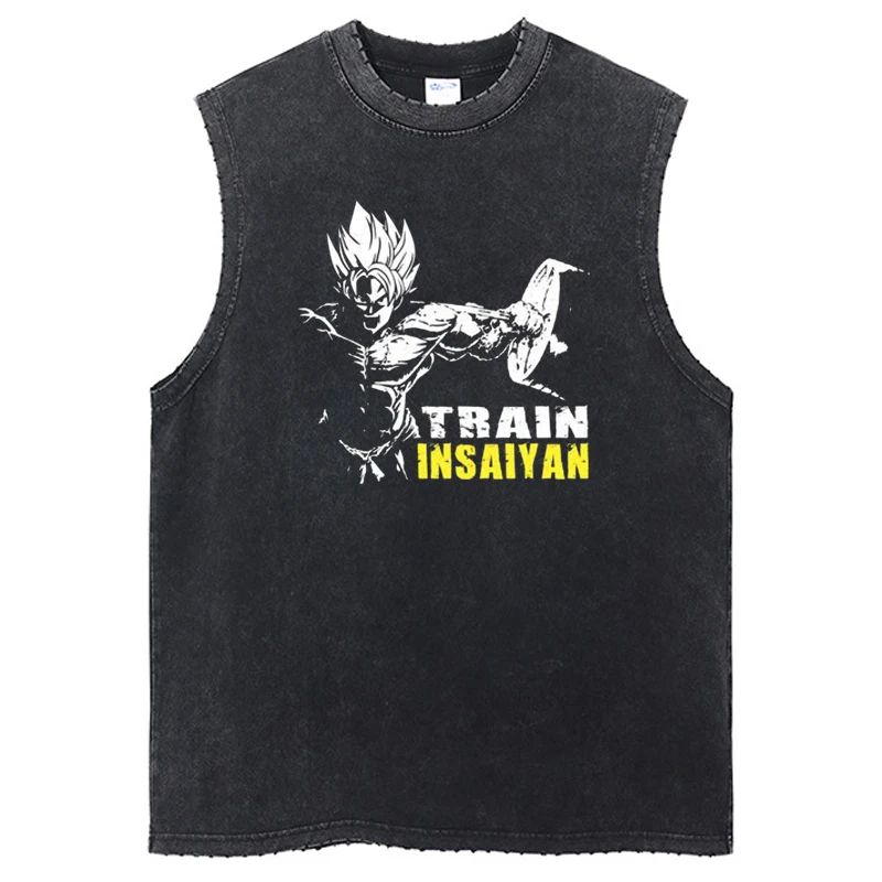 Streetwear Gym Sleeveless Tshirt Vintage Sports Tank Tops Sleeveless Dragon Ball Anime Graphic Harajuku Cotton Vest T-Shirts