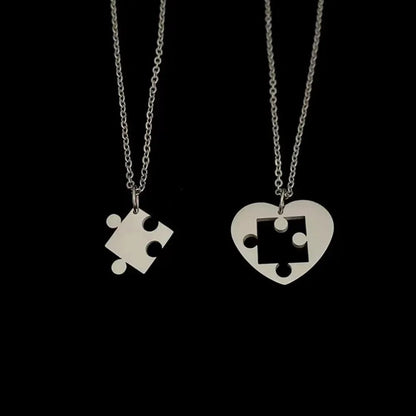 2 Colares para Casal com Pingente de Quebra-Cabeça de Coração "I Love You" com Chave e Cadeado para Namorados, Presente de Dia dos Namorados