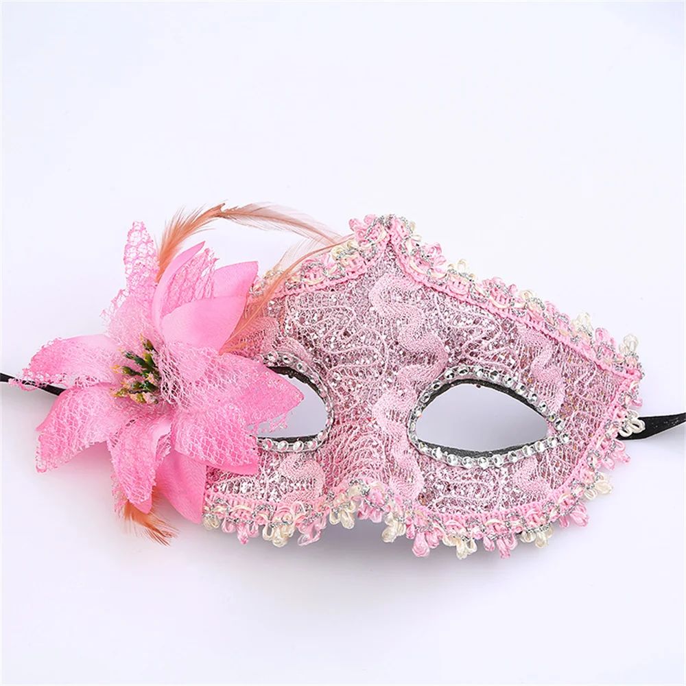 Halloween Mask Masquerade Princess Half Face Lace Plus Flower Children Adult Eye Mask Female Party Performance Props