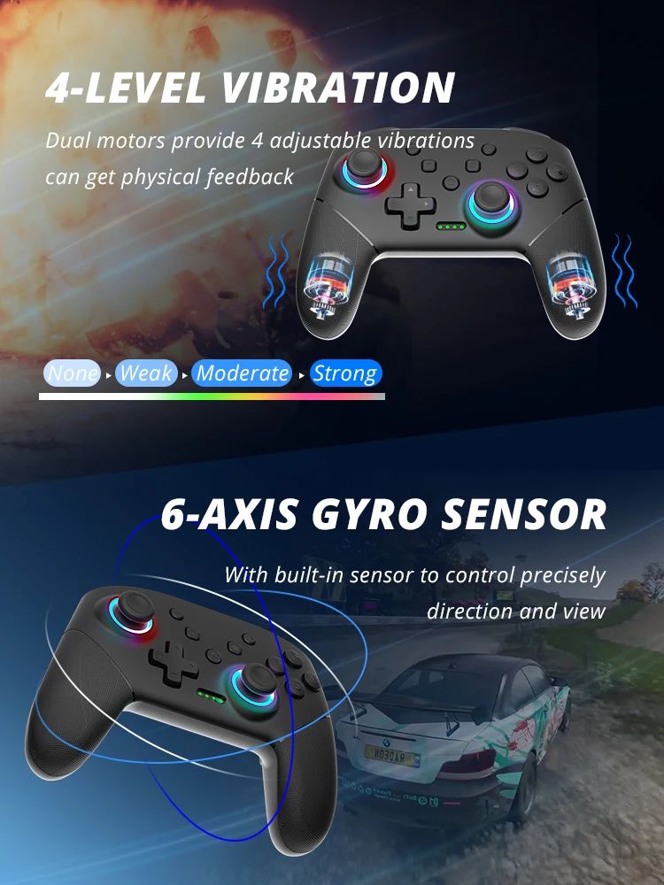 DATA FROG Wireless Pro Game Controller Bluetooth Gamepad With 1000mAh Battery Programmable Turbo Function For Nintendo Switch Sw