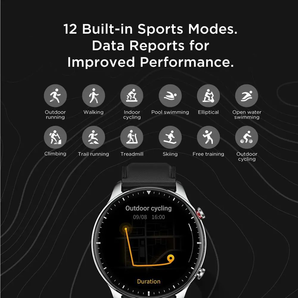 Amazfit GTR 2 Smartwatches Sem Novo Smartwatch Masculino À Prova D' Água 5ATM GPS 95% Novo De Exposição Esporte Relógio Masculino Recondicionado