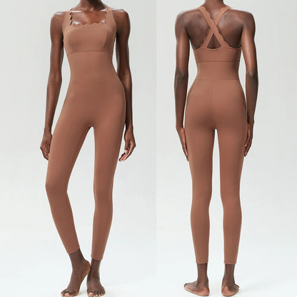 One-Piece Yoga Jumpsuit Women Gym Running Suit Super Soft Slim Fit Fitness Onesie Breathable High Stretch Workout Clothes Tights