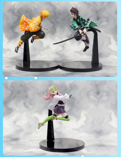 Anime Demon Slayer Tanjirou Muichirou Mitsuri Zenitsu Postura de Combate Action Figure PVC Modelo Suporte Decoração de Mesa Boneca Brinquedo Presentes