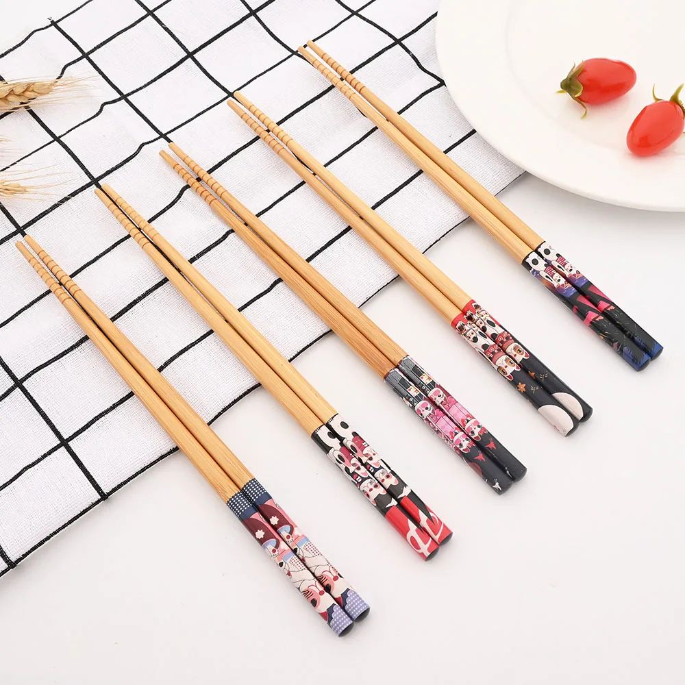 5 Pares de Hashis de Bambu Japoneses para Sushi Antiderrapante Utensílios de Mesa Reutilizáveis para Hot Pot Hashis Chineses Ferramentas de Cozinha