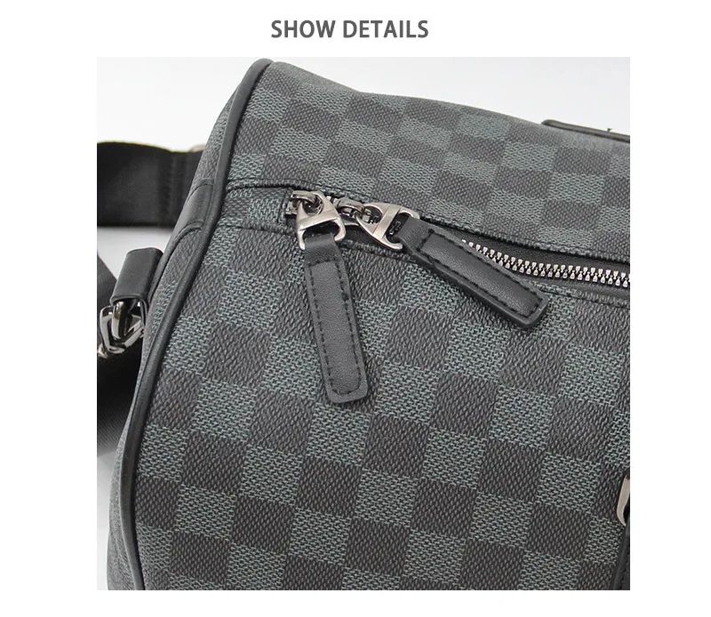 Para homem multifuncional resistente ao desgaste à prova d'água viagem grande capacidade negócios moda xadrez bagagem de mão bolsa de ombro