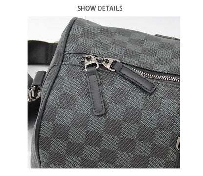 Para homem multifuncional resistente ao desgaste à prova d'água viagem grande capacidade negócios moda xadrez bagagem de mão bolsa de ombro