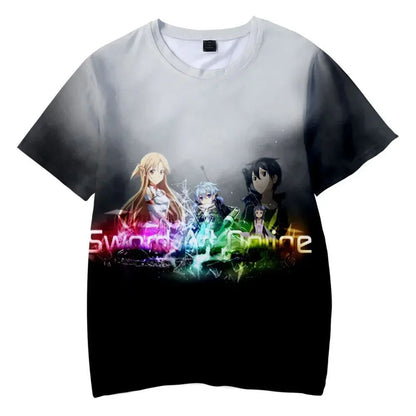 Hot Anime Manga Sword Art Online Kirito Printed T-shirt for Men 3D Fashion Harajuku O-neck y2k tops kid Cosplay Unisex Clothing