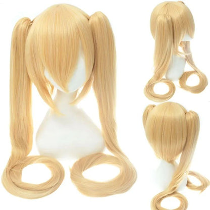 120CM Long Synthetic Hair Clips 2 Ponytails Lolita Green Pink Heat Resistant Party Wigs Synthetic Hair Hatsune Miku Wig Cosplay