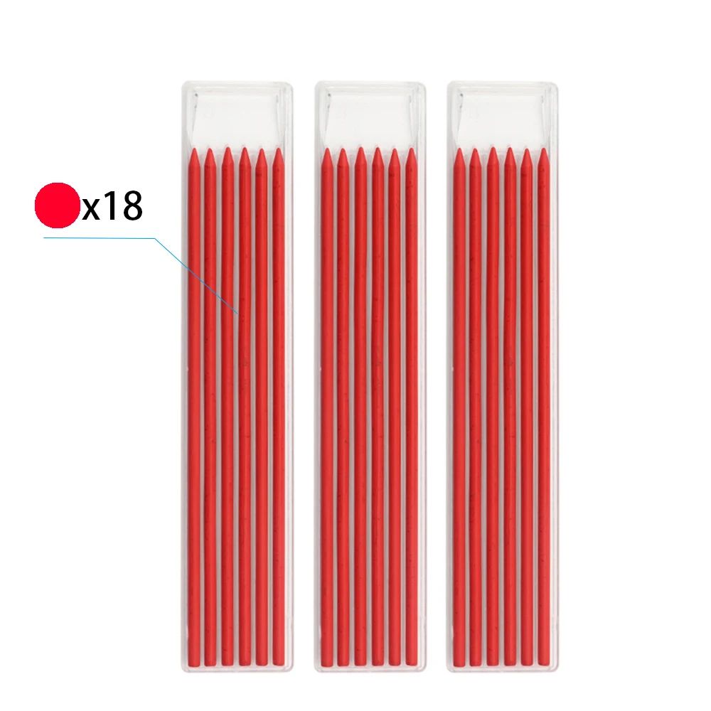 3Colors Refill 2.8mm Solid Carpenter Pencil Set Mechanical Pencil Cap Carpentry Marking Scriber Construction Woodworking Tools