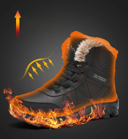 Botas de Neve de Inverno 2025 Masculinas Sapatos Outdoor Cano Alto Cadarço Antiderrapante Botas de Tornozelo Quente Confortáveis Pelúcia Sapatos Casuais Masculinos