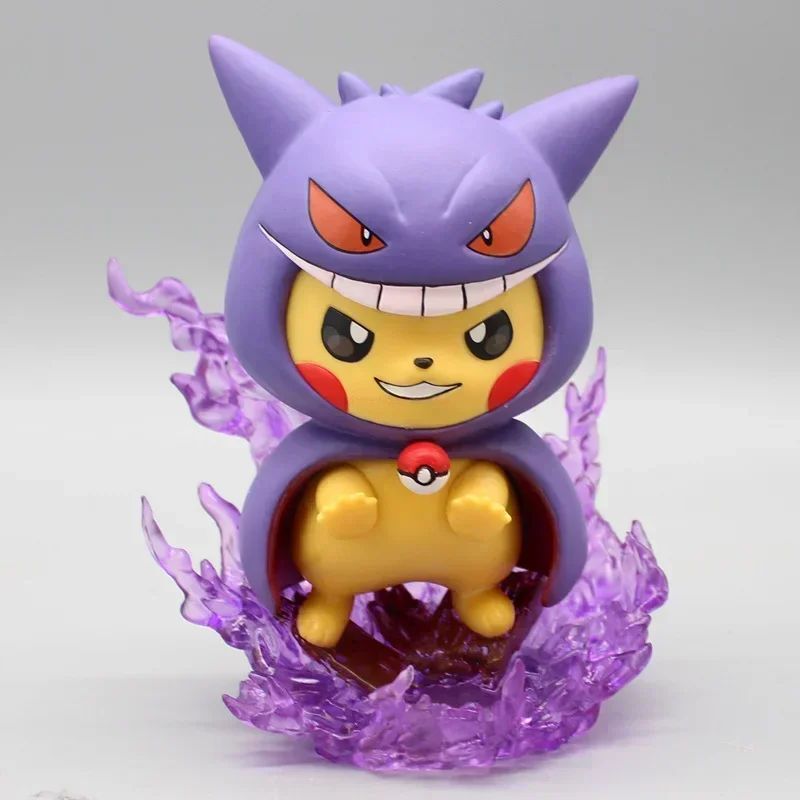Conjunto de Bonecos Pokémon de 12cm - Pikachu Gengar Charizard Cosplay, Presente de Estátua Colecionável Fofo para Fãs de Anime