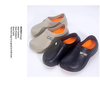 2025 New Kitchen Shoes Non-Slip Oil-Resistant Chef Rain Shoes Restaurant Food Work Shoes Comfortable EVA Material for Men