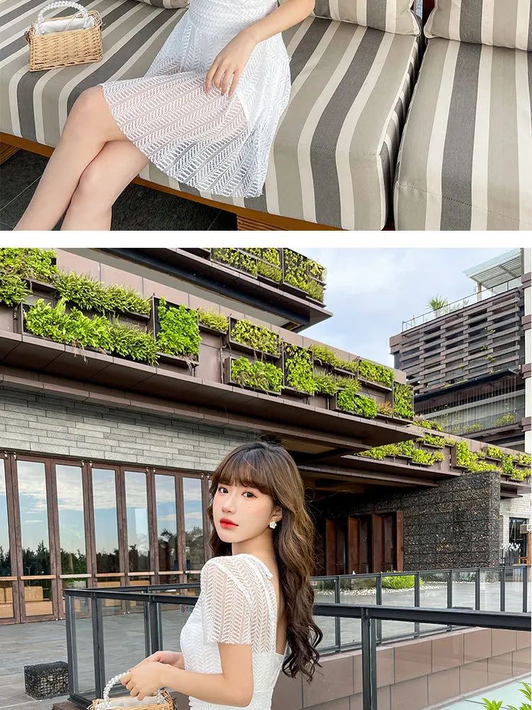 Women's One-Piece Swimsuit Thermal Spring Bathing Lace Cover-Up Slimming Ins White New Hot Sale Of The Season Fashionable Swimwe