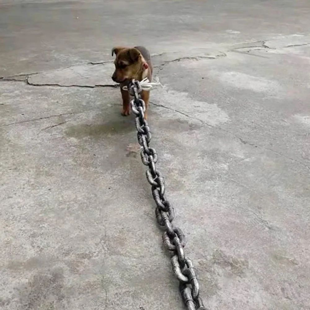 Corrente de Ferro de Simulação de Plástico Gigante para Cães Guias de Plástico Grosso para Cães Corda de Tração Divertida para Filhotes Grande Corrente de Ferro Acessórios para Cães de Estimação