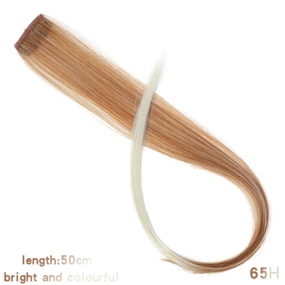 Todas as extensões de cabelo liso longo colorido peça de cabelo com clipe mecha de cabelo arco-íris rosa sintético em clipes