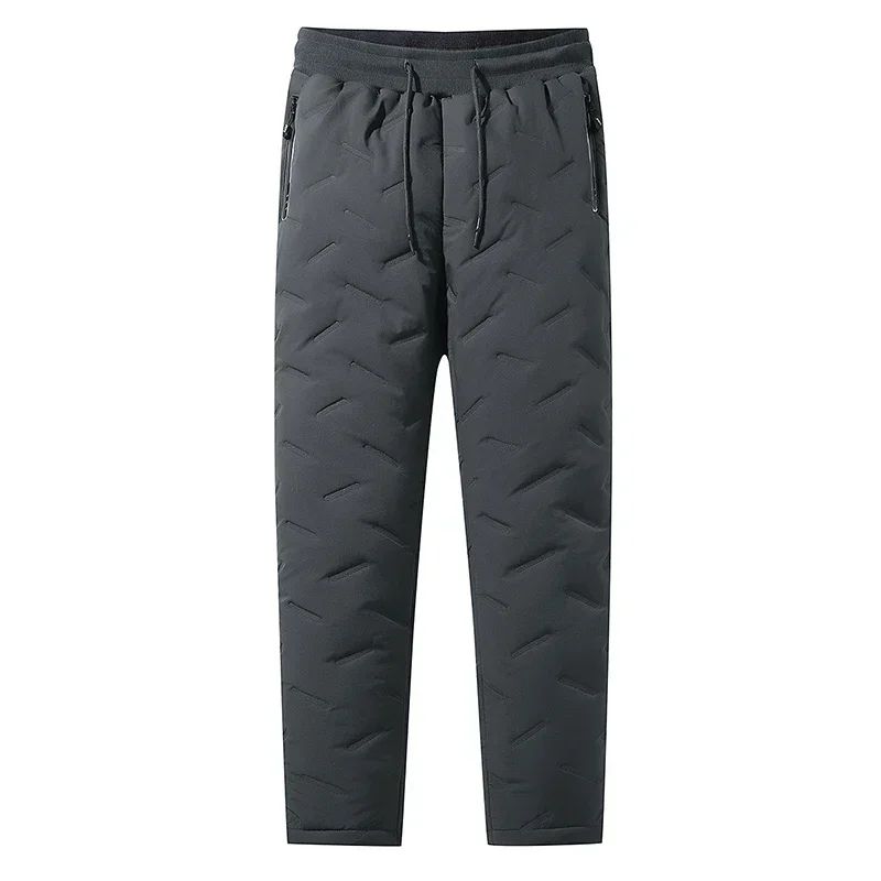 7xl Winter Down Cotton Pants Men's Casual Waterproof Zipper Pocket Thickened Wool Warm Pants Jogger Outdoor Cold-proof Ski Pants