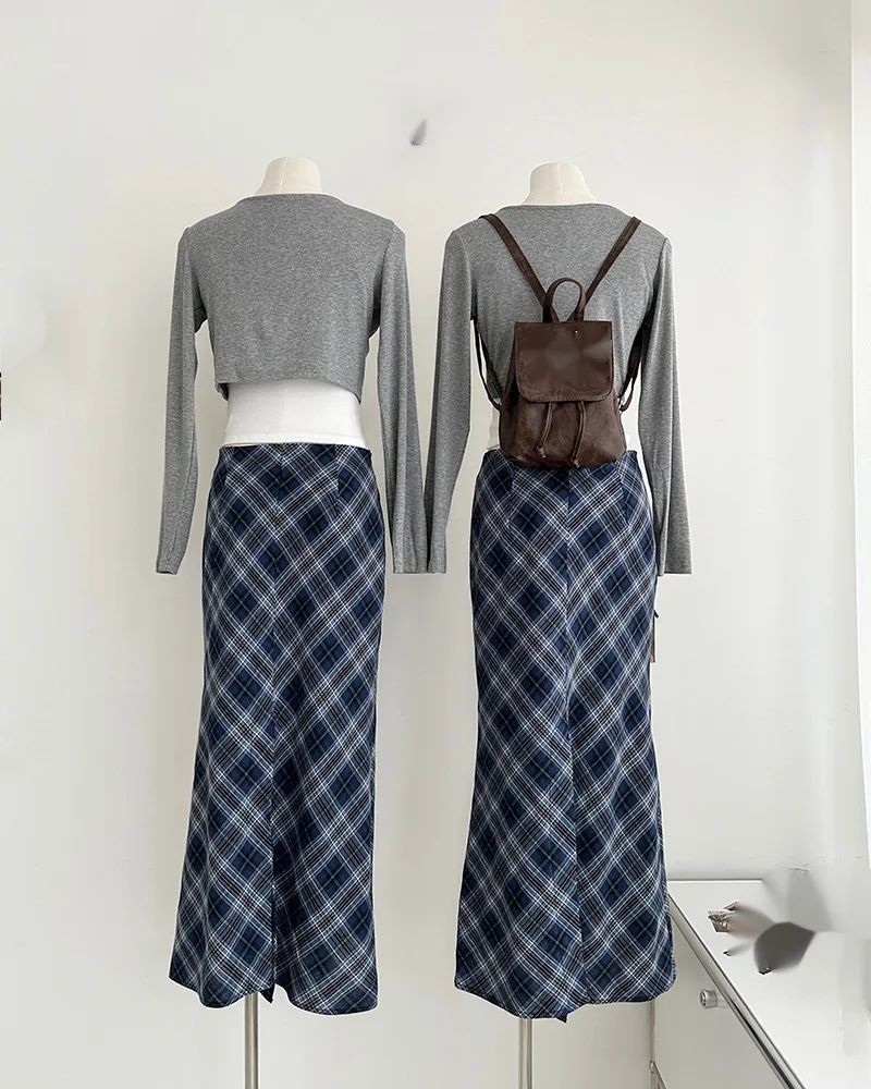 Plus Size Plus Size Plaid A- Line Mini Skirt Knee-Length Fashionable Autumn Winter Women's Clothing Chinese Style Casual Eleg...