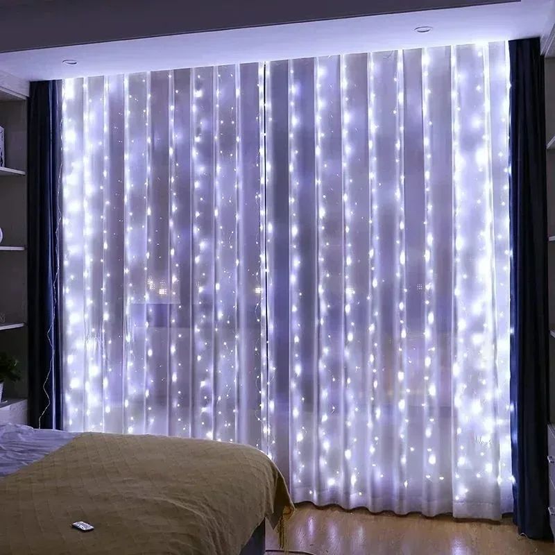 USB Curtain Lights - 8 Lighting Modes LED Fairy String Light for Christmas Halloween New Year Wedding Party Home Garden Decor