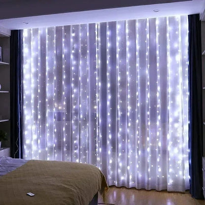 USB Curtain Lights - 8 Lighting Modes LED Fairy String Light for Christmas Halloween New Year Wedding Party Home Garden Decor