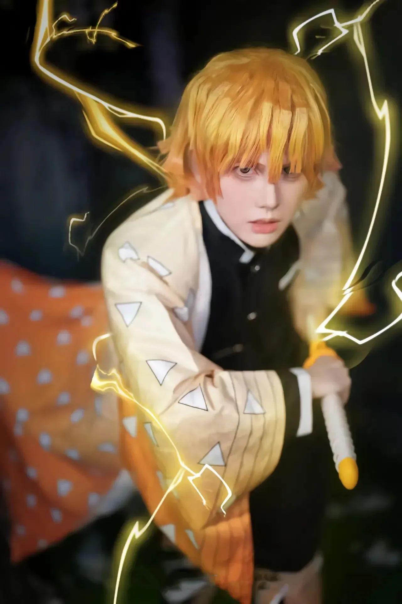 Anime Demon Moordenaar Kimetsu No Yaiba Agatsuma Zenitsu Cosplay  tuum Pruik Vrouwen Kimono Uniform Halloween Kerstfeest Kleding