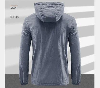 Men's UPF 50+ UV Protection Windbreaker Quick Dry Jacket Outdoor Sun-Protective Thin Hiking Fishing Cycling Hooded Sport Light