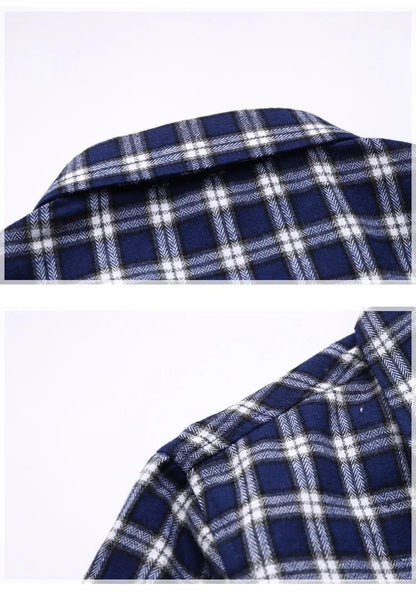 2025 new red summer men's shirts short-sleeved plaid fat big yards youth casual shirt.