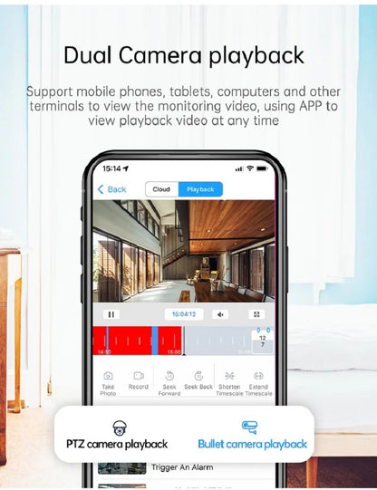 ICSEE 4K 8MP Dual Lens 2K 4MP Wifi IP PTZ Dome Indoor Auto-Tracking Two Way Audio Security Surveillance Color Night Vision FHD