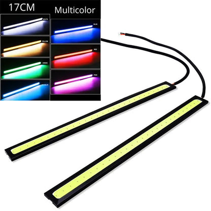 Duas luzes decorativas diurnas LED COB de motocicleta ultrafinas e ultrabrilhantes, luzes diurnas automáticas de baixa potência
