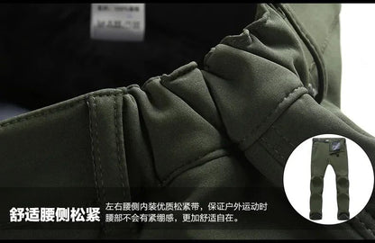 Warm Winter Men Soft Shell Pants Travel Waterproof Outdoor Camping&Hiking Pants Fleece Windproof Skiing Trousers