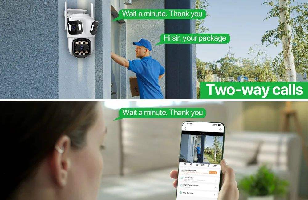 Three Lens Three Screen IP 12MP Camera WiFi External Dual Lens Auto Track Security PTZ 8MP HD Camera iCsee Video Surveillance