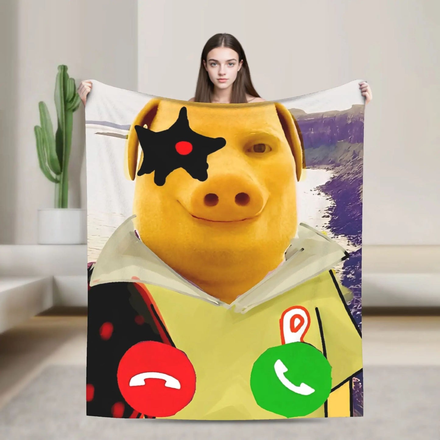 Super Soft Funny Print Throw Blanket for Bedding Travel Outdoor Use  John Pork Is Calling