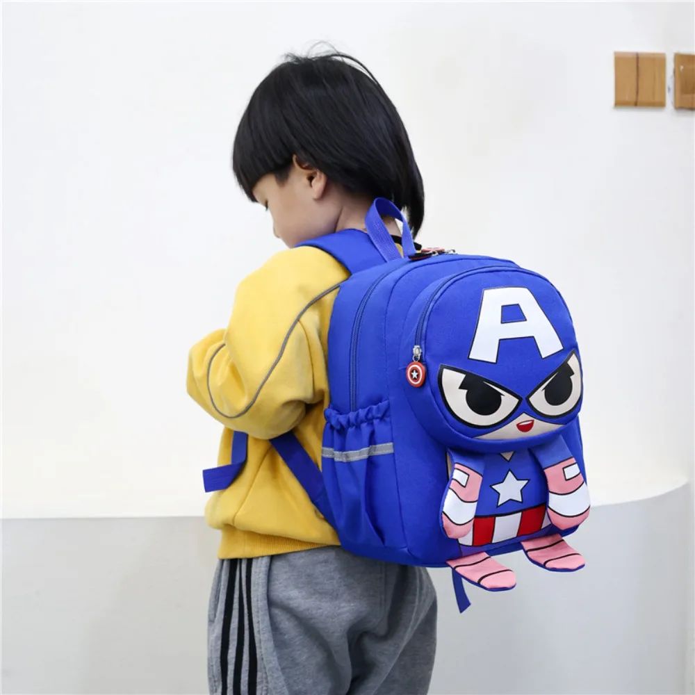 Mochila Infantil Escolar de Capitão América Homem Aranha Homem de Ferro Fofa Desenho Animado para Meninos Leve para Jardim de Infância