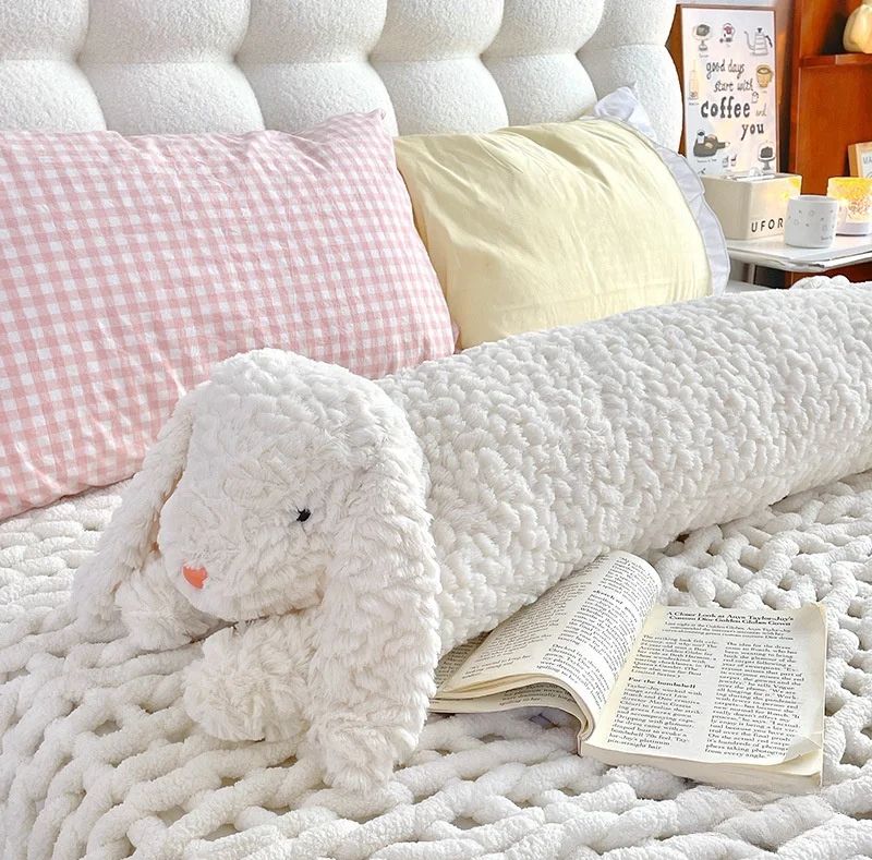 Long Rabbit Plush Body Pillow Large Cute Bear Stuffed Rabbit Sleeping Cushion Decorative Body Pillow Chair Back Cushion Decor