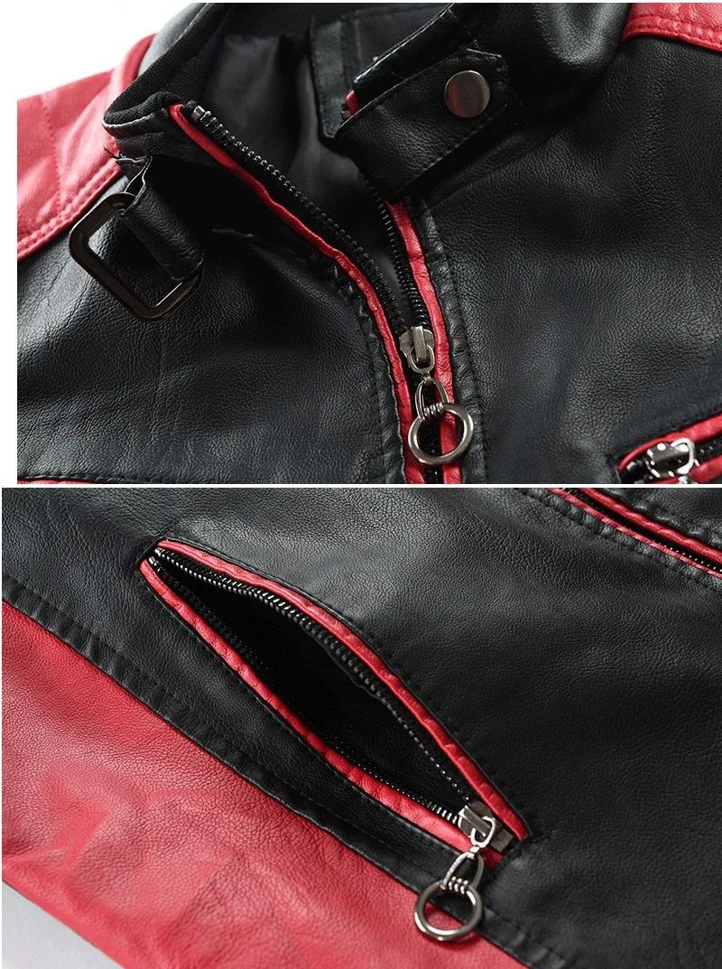 Fashionable Men's Biker Leather Jacket 2025 New Zipper Stand Collar Fleece Lined Casual PU Leather Coat Regular Fit Chinese Orig