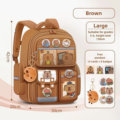 Capybara Children Backpack Waterproof Student Schoolbag Large Capacity Alleviate Burden School Bag Orthopedic Backpack Book Bag