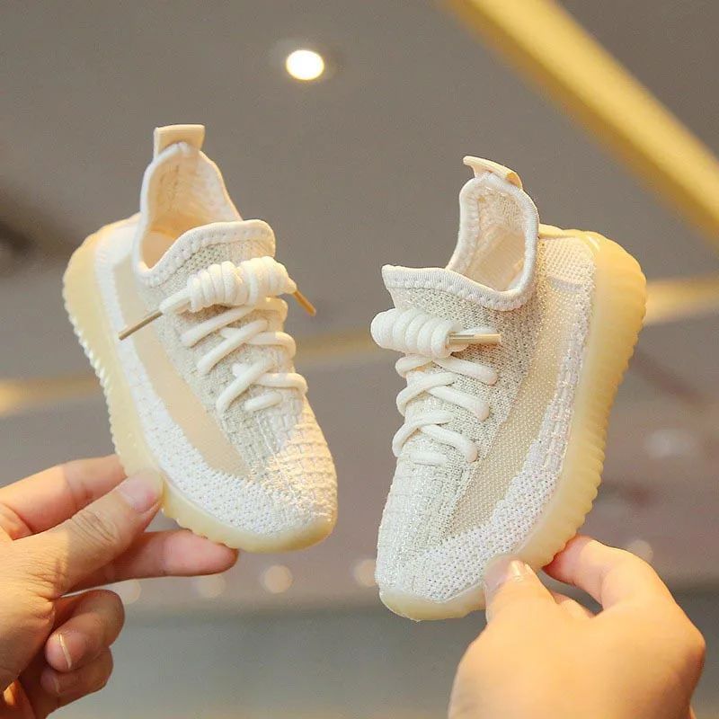 Kids Spring and Autumn Sneakers Soft Breathable Running Knitting Infant Teenage Mesh Sports Boy Girl Lightweight Coconut Shoes