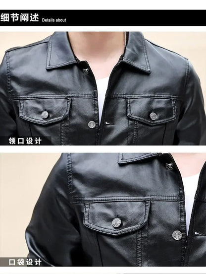 High Quality Men's PU Leather Jacket Male Slin Casual Jacket Korean Trend Slim Fit Handsome Youth Leather Coat Business Jackets