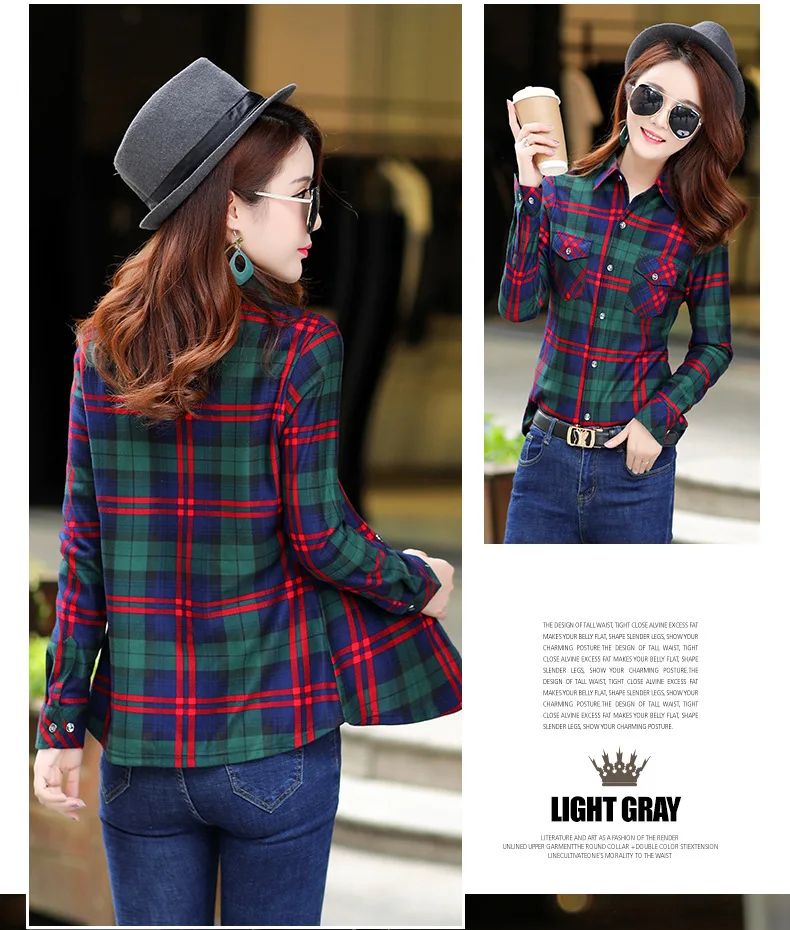 Thickened Fleece Women's Casual Shirt Korean Style All-Match Slim Fit Warm Plaid Elastic Large Size Button down Coat