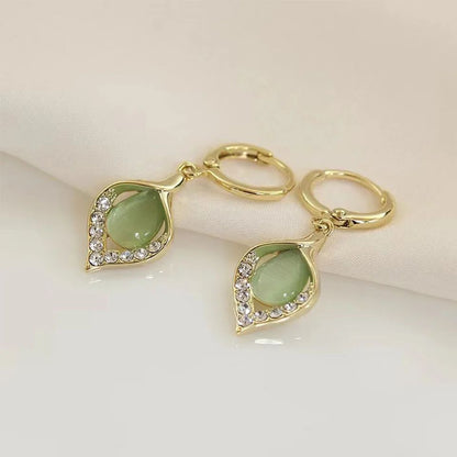 Brincos de argola Fashion Angel Eye banhados a ouro com strass embutidos e pétalas de tulipa para festa feminina