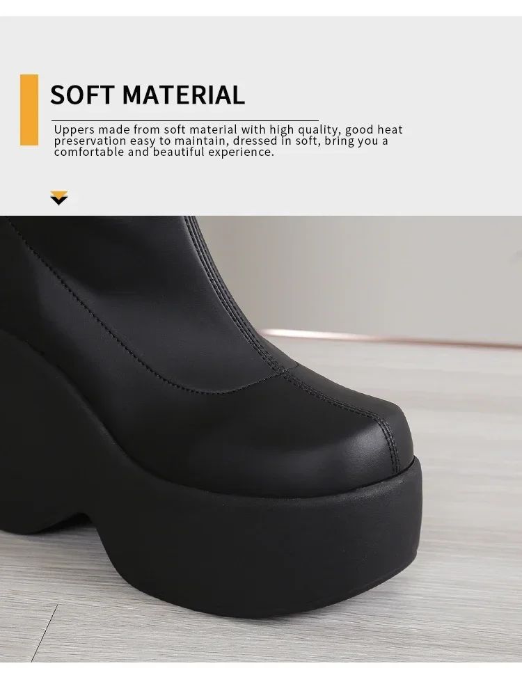 2024 Brand New Gothic Style Sexy Elegant Chunky Platform Women Ankle Boots Big Size 43 Walking Comfy Woman Shoes Platform Shoes