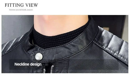 Stand Collar Solid Color White Black Leather Jacket Zip Up PU Coat Men's Motorcycle Leather Jacket Male Spring Autumn Casual
