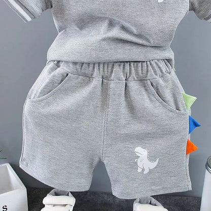 Conjuntos de Roupa Infantil de Verão para Meninos, Estampa de Dinossauro, Camisas Polo de Manga Curta + Shorts, 2 Peças/Conjunto, Roupas de Bebê