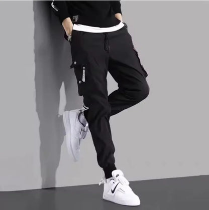 Men's Loose Multi Pocket Jogging Pants,Male Street Style Waist Drawstring Work Pants Suitable for Outdoor Fitness and Vacation