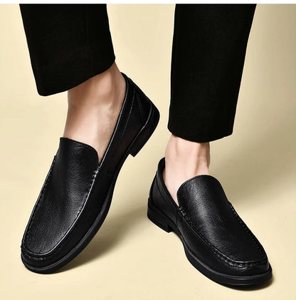 Genuine Leather Slip on Loafers Men Formal Dress Shoes Office Driving Wedding Party Mocasines Hombre Big Size Casual Shoes