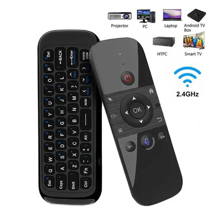 Mouse de Voz Aéreo Sem Fio 2 em 1 Teclado Mini Bluetooth 2.4G Recarregável Controle Remoto com Aprendizado IR para Smart TV Android TV Box