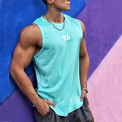 2025 newest Summer Gym Vest High Quality mesh Shirt Sleeveless T-shirts Men Tank Tops Fitness Sports Vest men casual Clothing