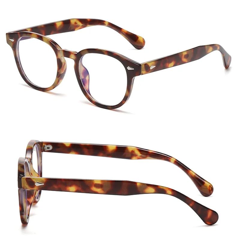 JNPCXI Quality New Retro Round Sunglasses Women Fashion Rivets Decoration Shades UV400 Men Punk Leopard Sun Glasses