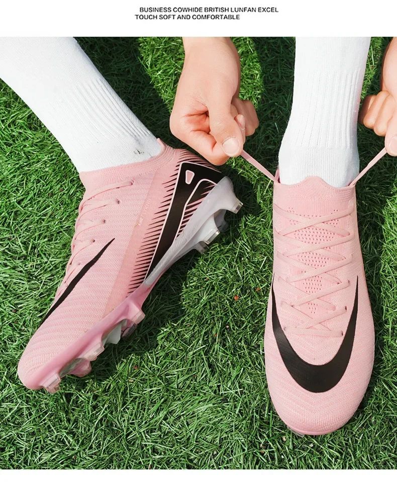 New Men Outdoor Football Boots Soccer Shoes Cleats Match Training TF/FG Grass Ankle Long Spikes Sport Hot-selling High-quality